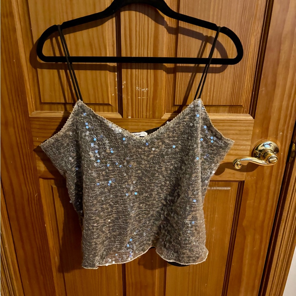Sam Edelman Black and Silver Sequin Camisole